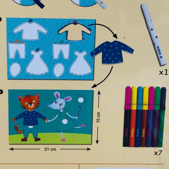 New Sealed Djeco Handcraft Magic Marker Felt-tips - Elliot and Zoe's clothes - Picture 12 of 13